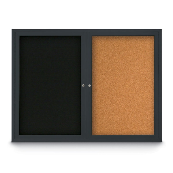 United Visual Products Corkboard, Black/Satin, 42" x 32" UV4035-SATIN-BLACK - main